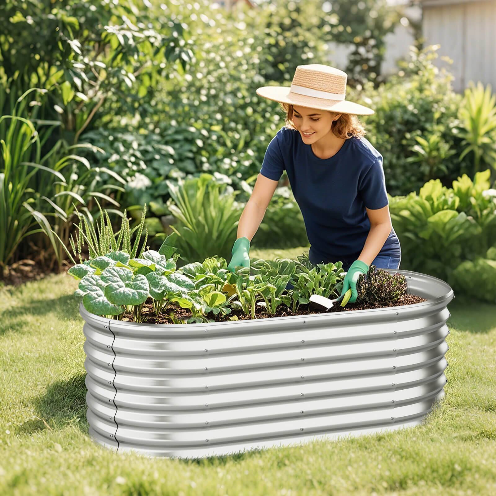Alt View 4. Costway - Costway 2 PCS Raised Garden Bed Kit Planter Raised Garden Boxes Outdoor 65" x 32" x 24" - Silver.