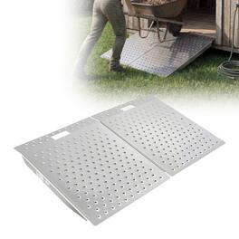 VEVOR - Threshold Ramp for Doorways, 29.5 x 24.3 in, Platform Aluminum Wheelchair Ramp, Non-Slip Door Threshold Ramps - Silver