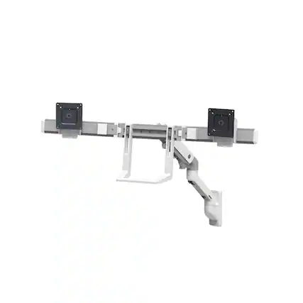 Front. Ergotron - 45-479-216 HX Wall Mount Dual Monitor Arm - 2 Monitors Supported - Up to 32-inch Screens - 17.50 lbs Load Capacity - 100 - White.