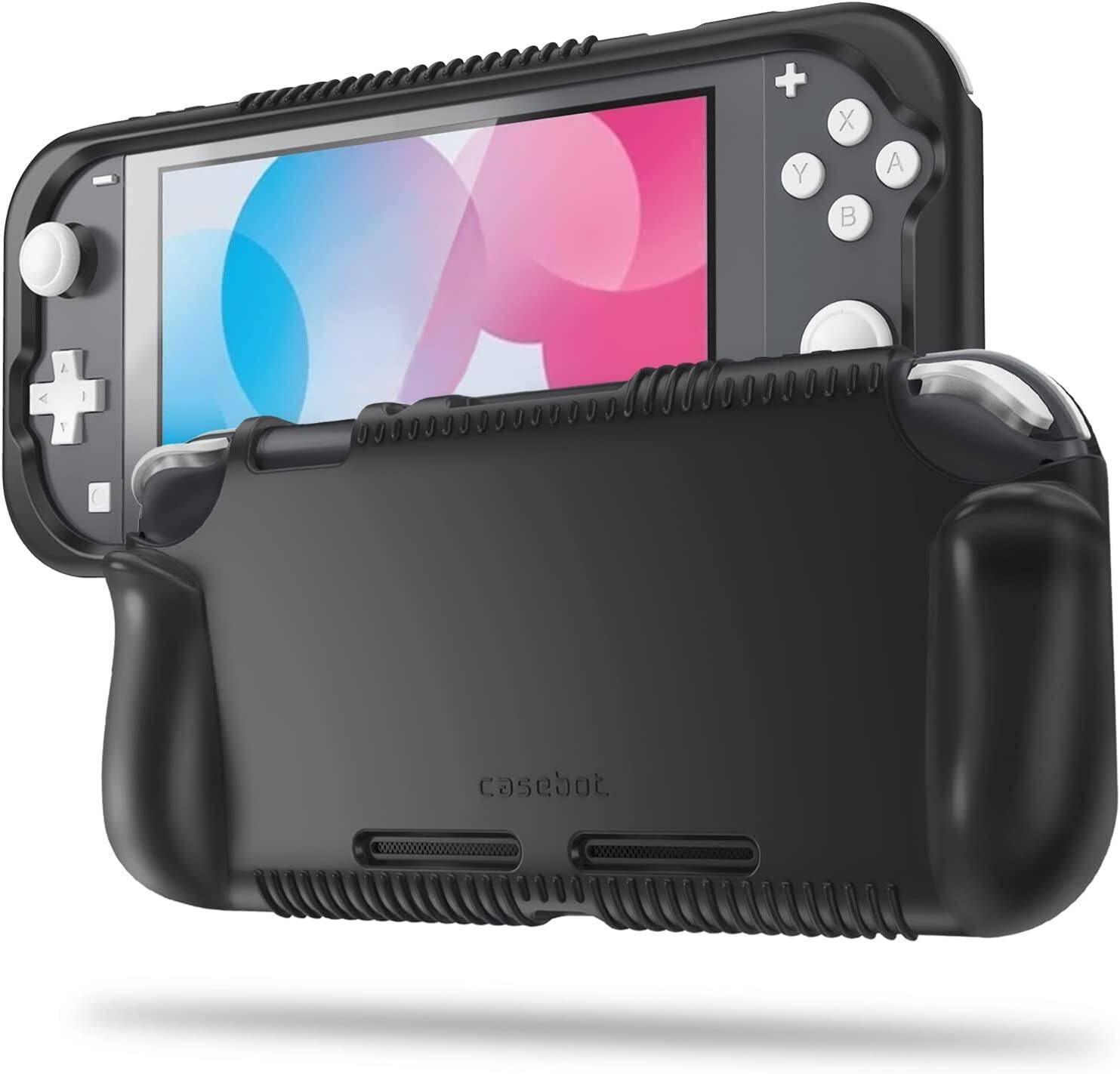 Front. Fintie - Soft Silicone Protective Case for Nintendo Switch Lite 2019, Ergonomic Grip, Anti-Slip, Lightweight Grip Case Cover - Black.