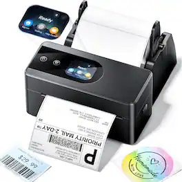 Phomemo - PM64D 4x6'' Wireless Thermal Label Printer With Touch Screen for Shipping Labels and Package Labels - Black