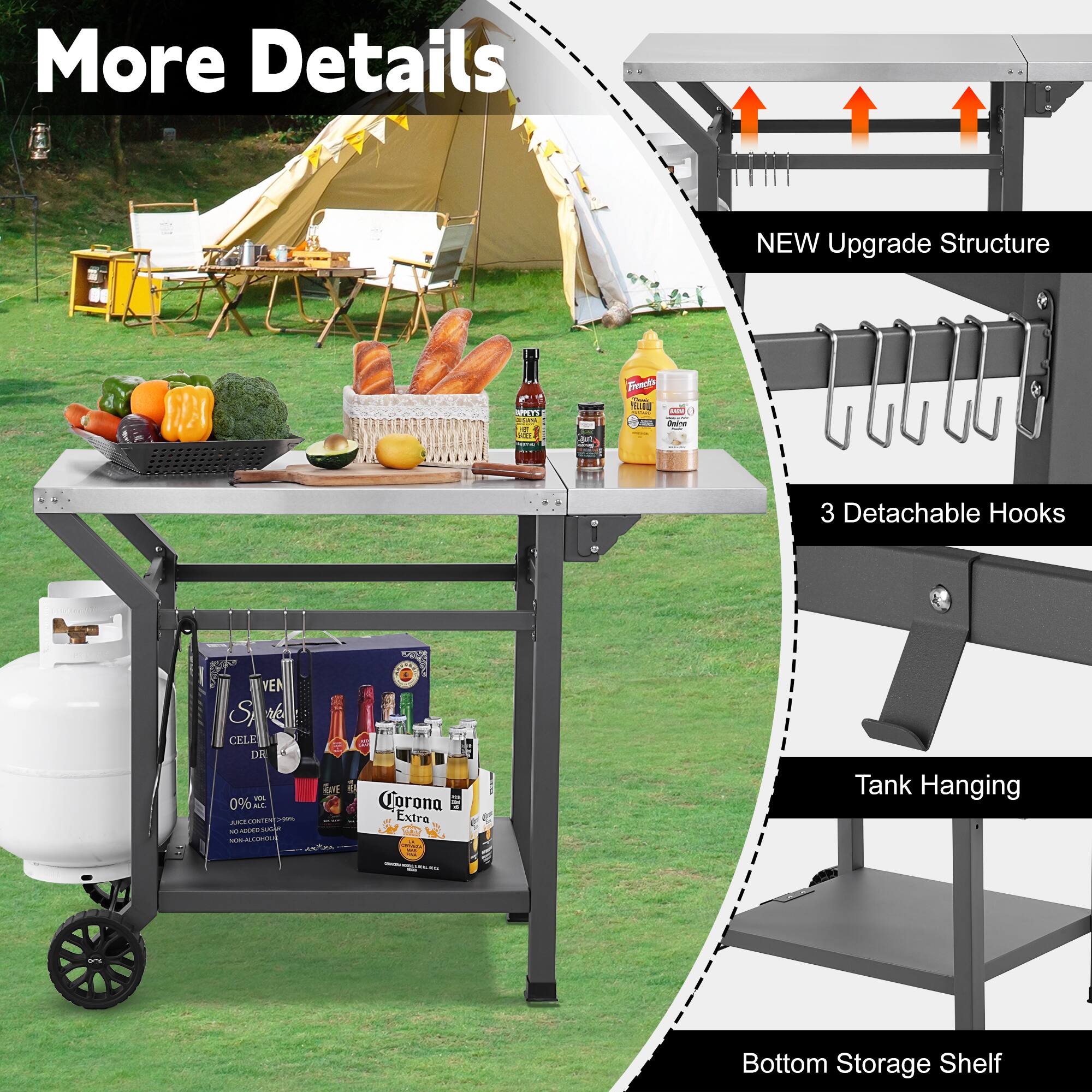 More Details

NEW Upgrade Structure

3 Detachable Hooks

Tank Hanging

Bottom Storage Shelf