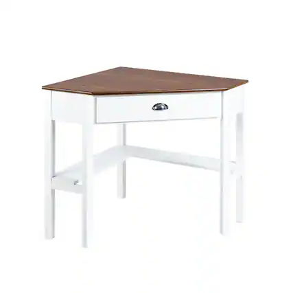 Front. Ecooso - Space-Saving Corner Desk, Wood Laptop Workstation for Home Office and Study Room - Natural.