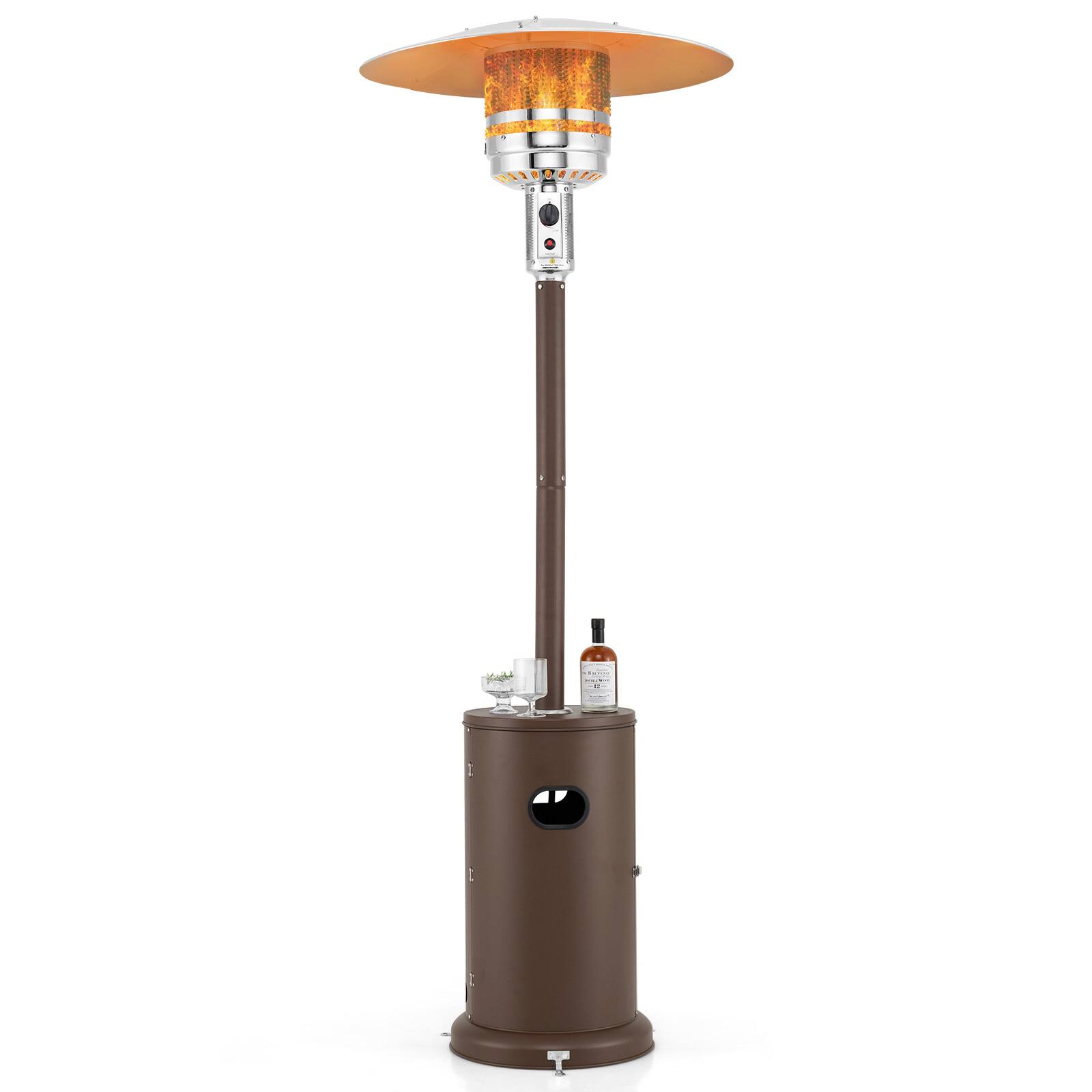 Front. Sugift - 50000 BTU Propane Patio Heater with Round Table Design - Brown.