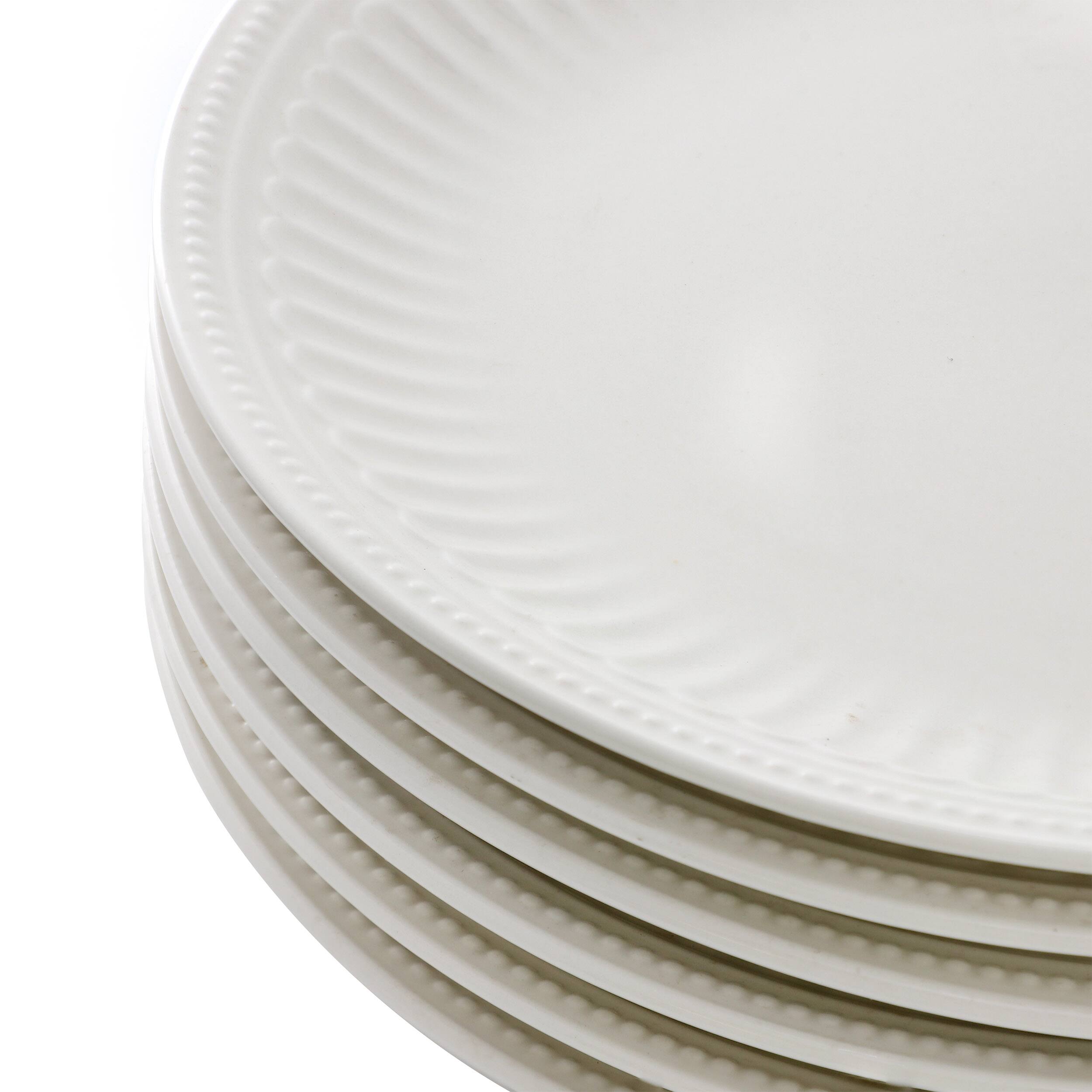Back. Elama - Elama Hansel 6 Piece Stoneware Salad Plate Set in White, Service for 6 - White.