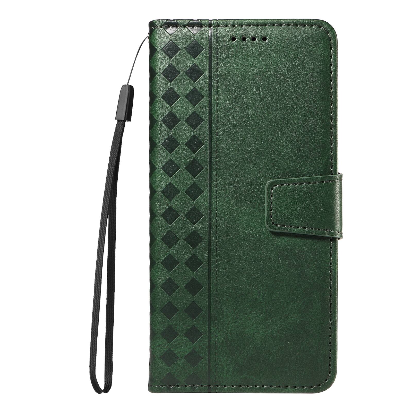 Back. Dteck - Magnetic Wallet Pocket Case For iPhone 17 Pro Max, Shockproof Faux Leather Card Pocket Wrist Strap Cover - Darkgreen.