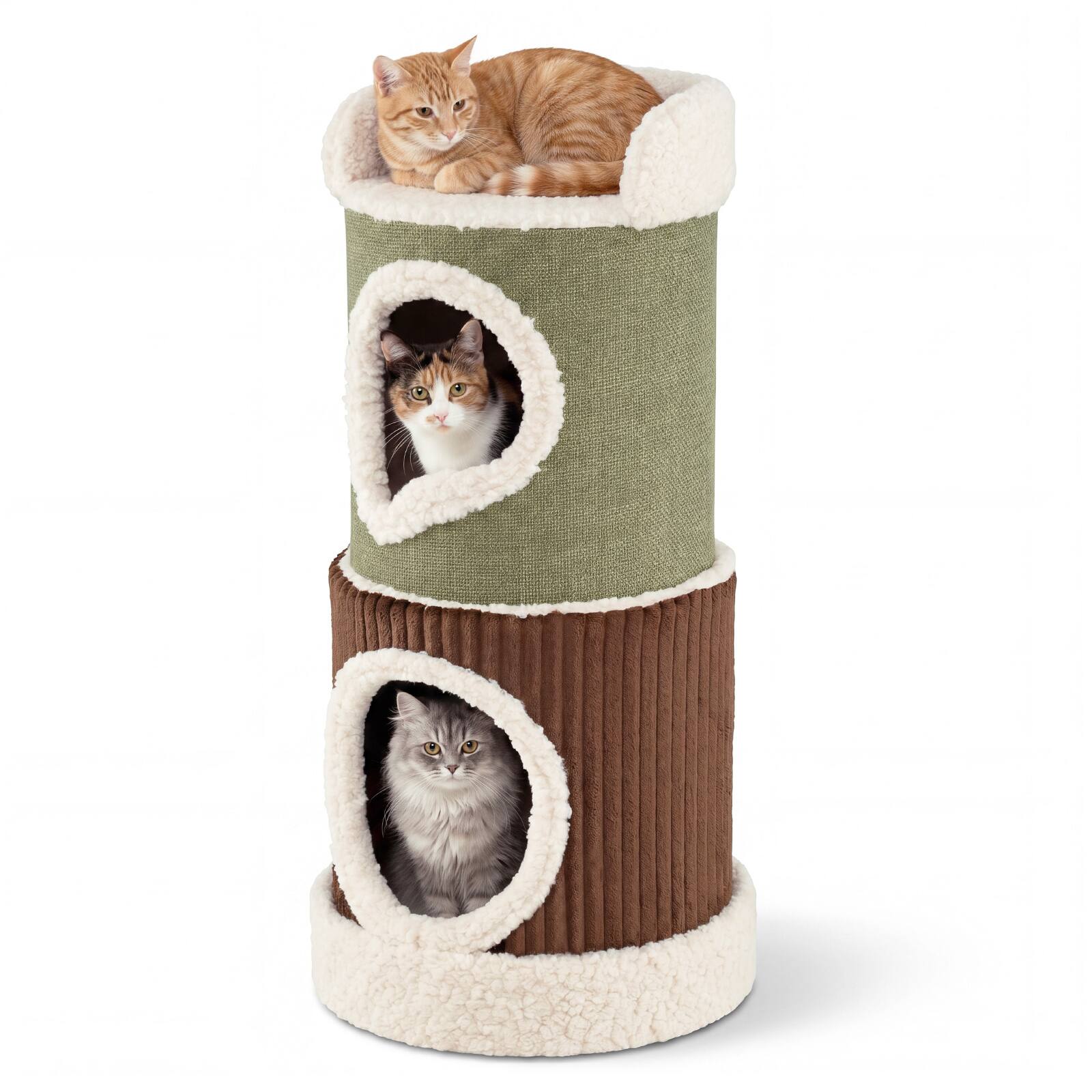 Gymax - Barrel-Shaped Cat House w/Top Perch & Double Spacious Condos Interior Mats price history on PriceWatchPro