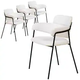 LeisureMod - Axis 4-PCS Ergonomic Dining Chair with Stainless Steel Base & Scratch-Resistant Floor Glides - White