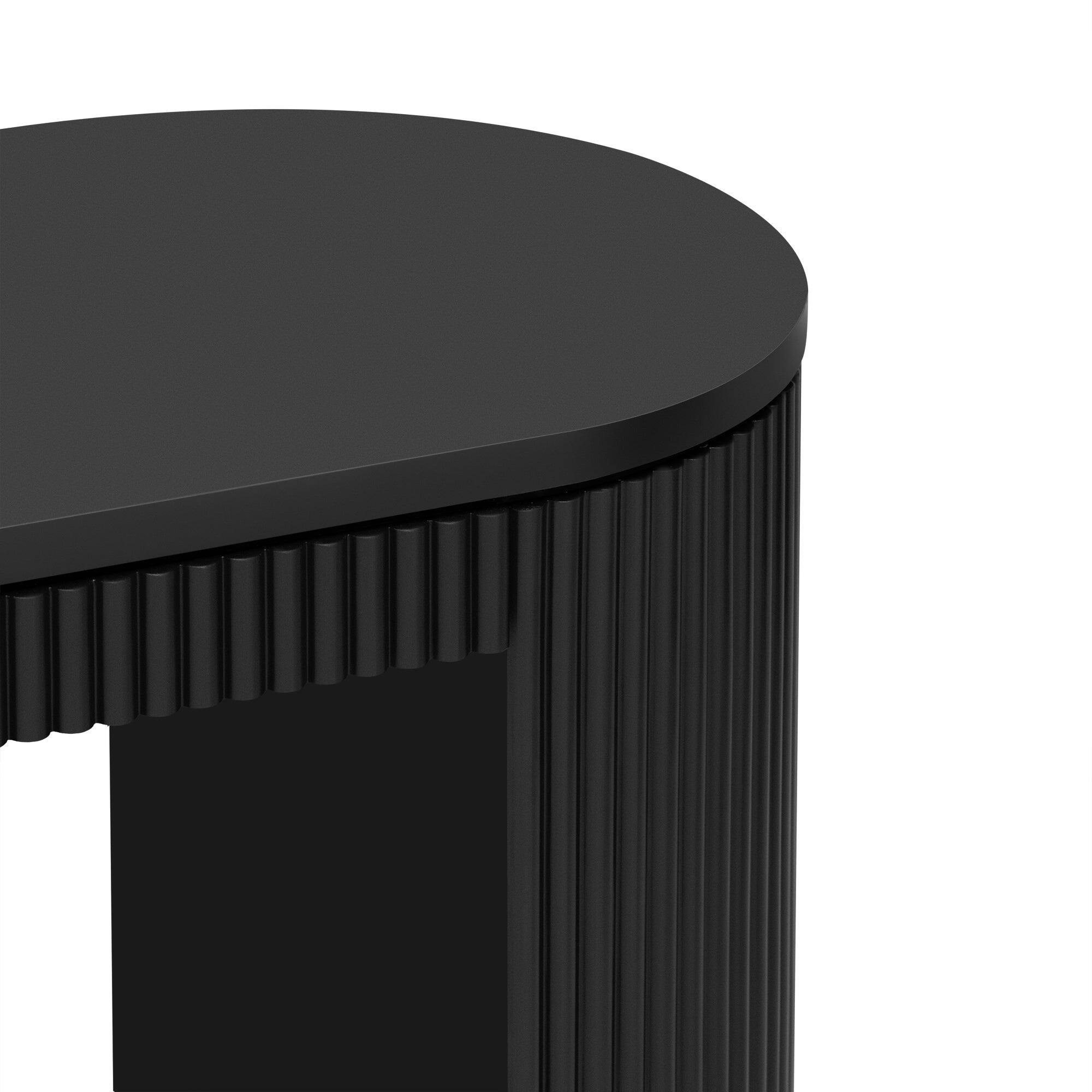 Alt View 4. Boyel Living - Modern Curved Console Table with Unique Vertical Stripe Design - Black.