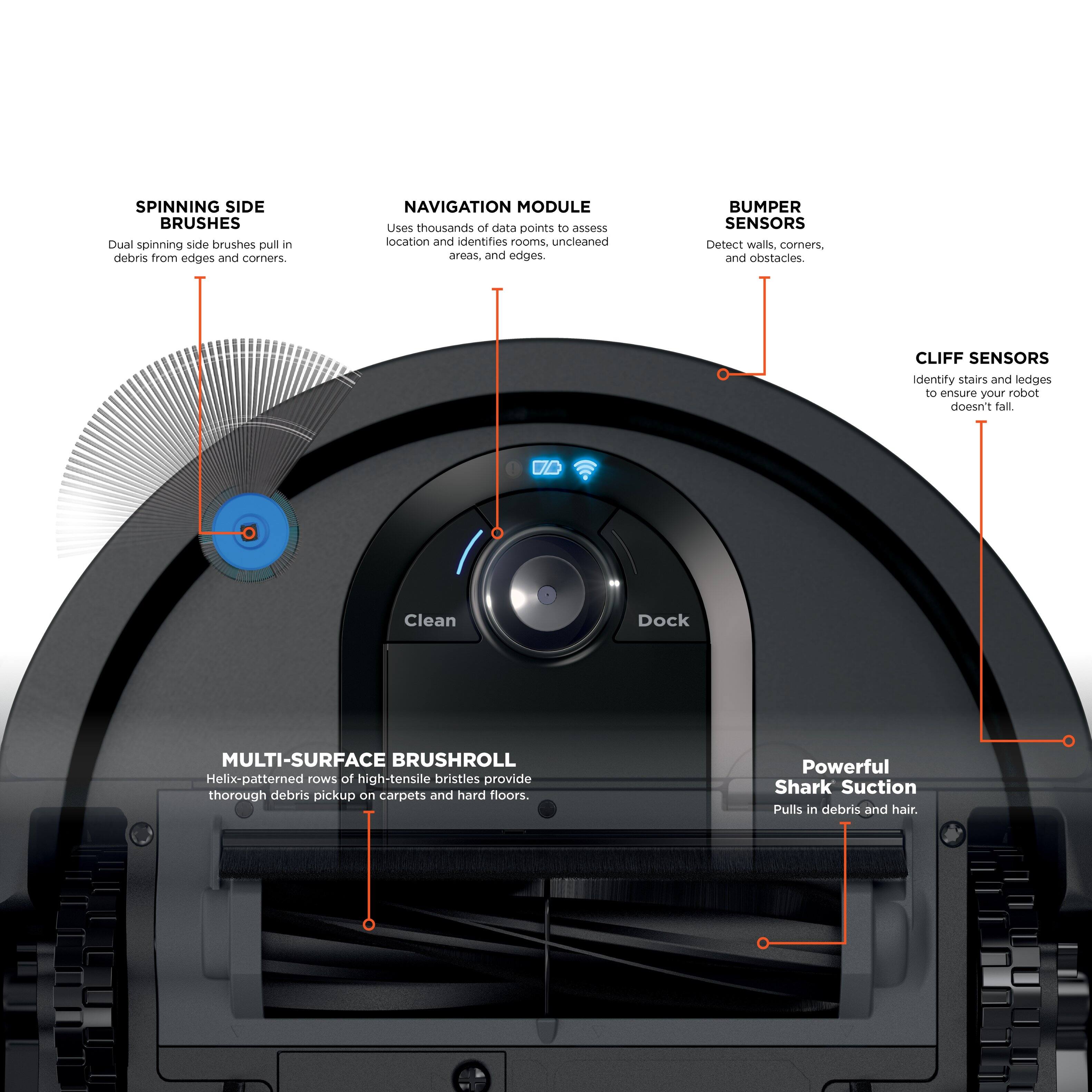 Alt View 19. Shark - EZ Robot Vacuum RV912S with Self-Empty Base, Bagless, Wi-Fi - Dark Grey.