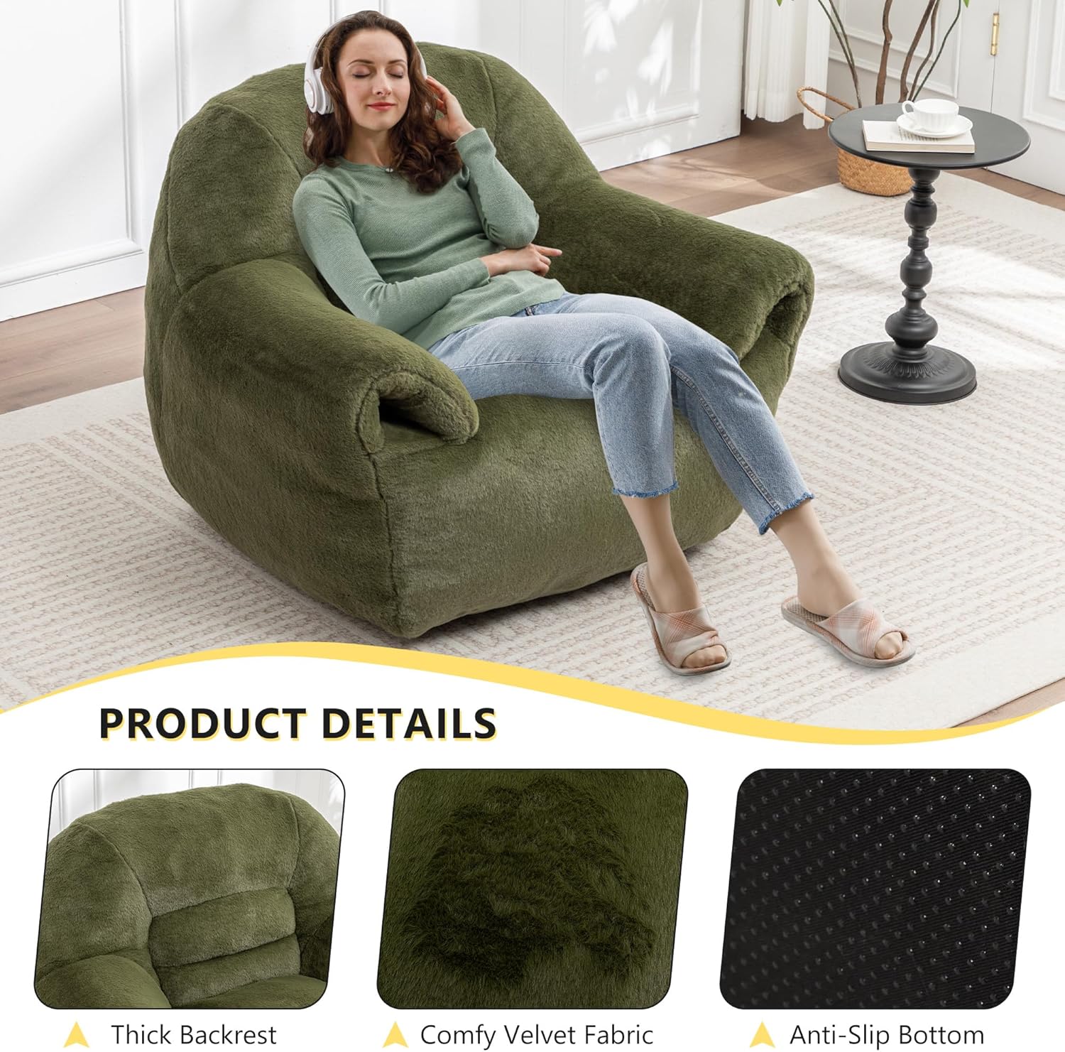 PRODUCT DETAILS  
- Thick Backrest  
- Comfy Velvet Fabric  
- Anti-Slip Bottom