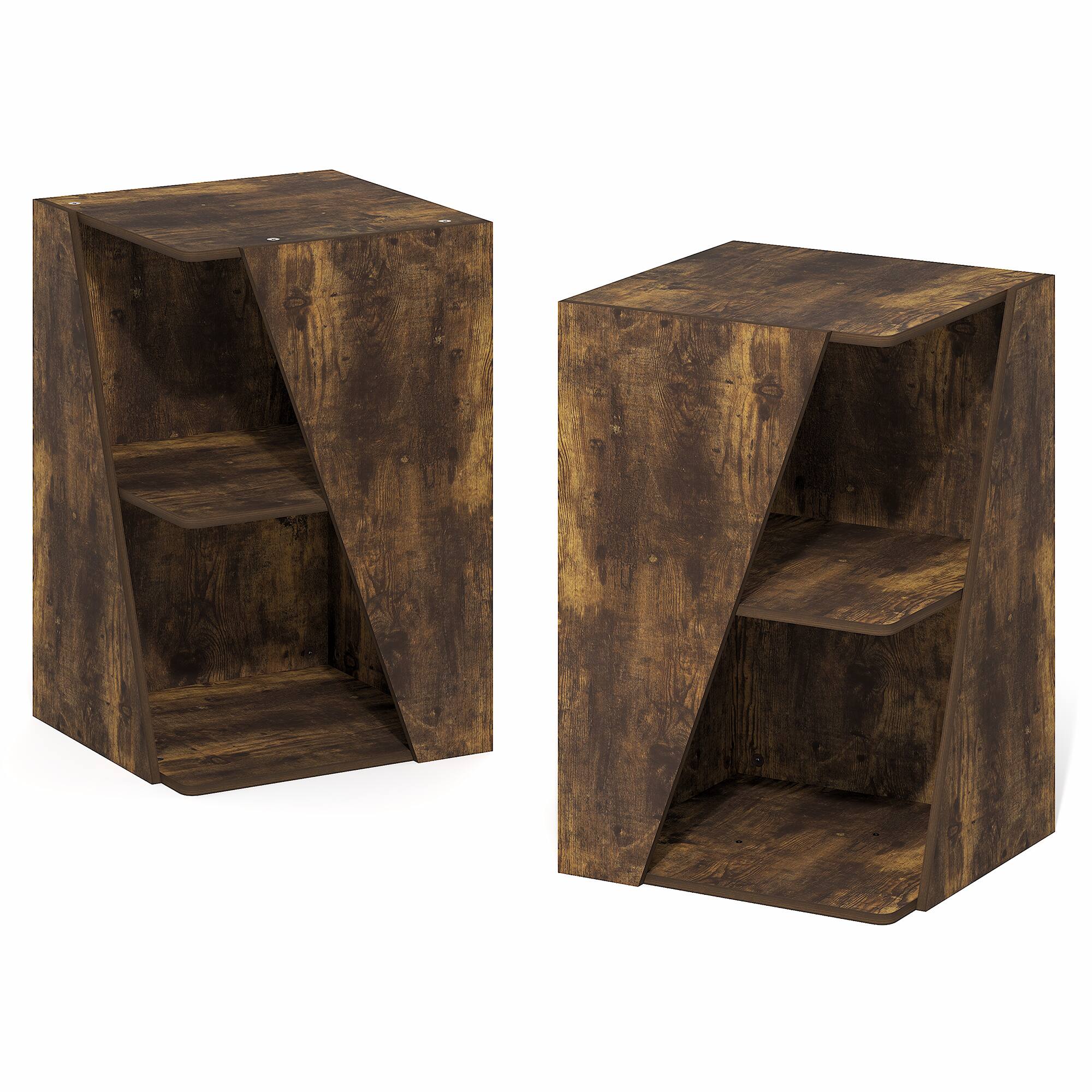 Alt View 6. Furinno - ECON Book Shelf, Stackable Bookshelf, 4-Tier Corner Bookcase with Display Shelf, for Living Room, Bedroom, Home Office - Amber Pine.