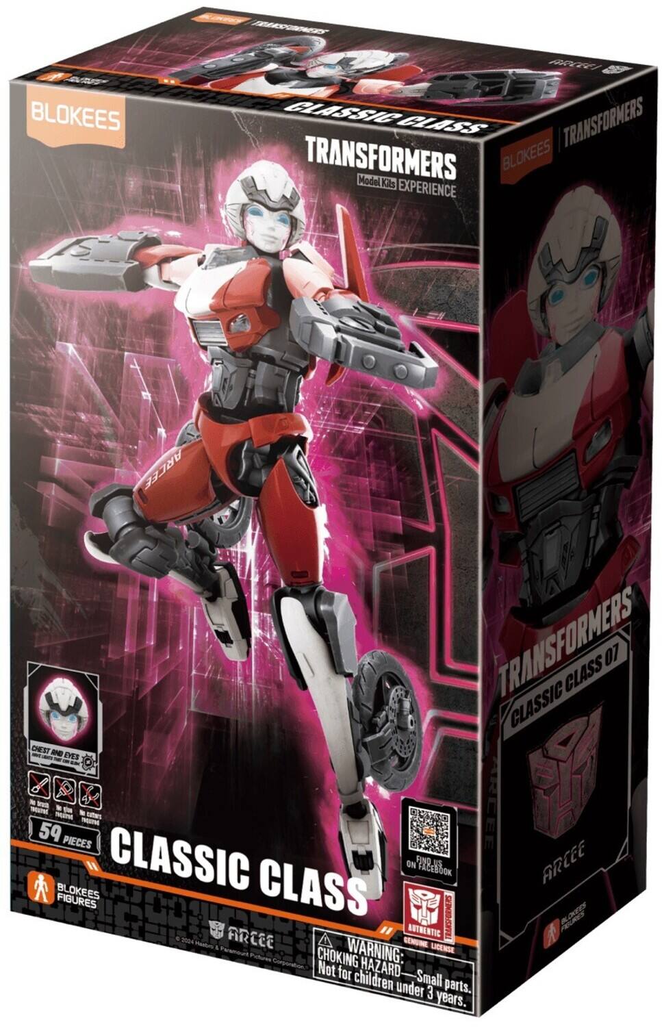 BLOKEES TRANSFORMERS Model Kits EXPERIENCE ARCEE TRANSFORMERS CLASS 07 CLASSIC CHEST AND - EYES - M - ARCEE IUTeE . EM m  caTers IMAT 59 PIECES BLOKEES I CLASSIC CLASS ON FIND FACEBOOK US ARCEE FIGURES SENESNVEL A OKEES AUTHENTIC FEURES e 2004 Hesbes & ARCEE SENUINE LICENSE Parsmount Puotures Corporation CHOKING WARNING: Not for HAZARD-Small HAZARD children under Small parts. 3 years.