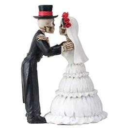 Pacific Trading - 4 Inch Day of The Dead Skeleton Wedding Couple Kiss Figurine - Multicolor