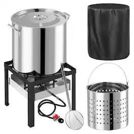 FODINGHILL - 80QT Stainless Steel Crawfish Boiler with Basket - Silver