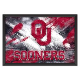 Sporticulture - Oklahoma Sooners 14" x 20" Brush Stroke Logo Framed Art Print - Multicolor