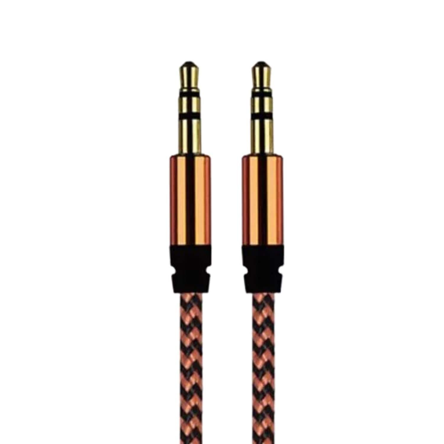 Front. Home Collection - 2pcs Orange 3.5mm AUX Stereo Audio Cable – Male to Male Jack Cord.
