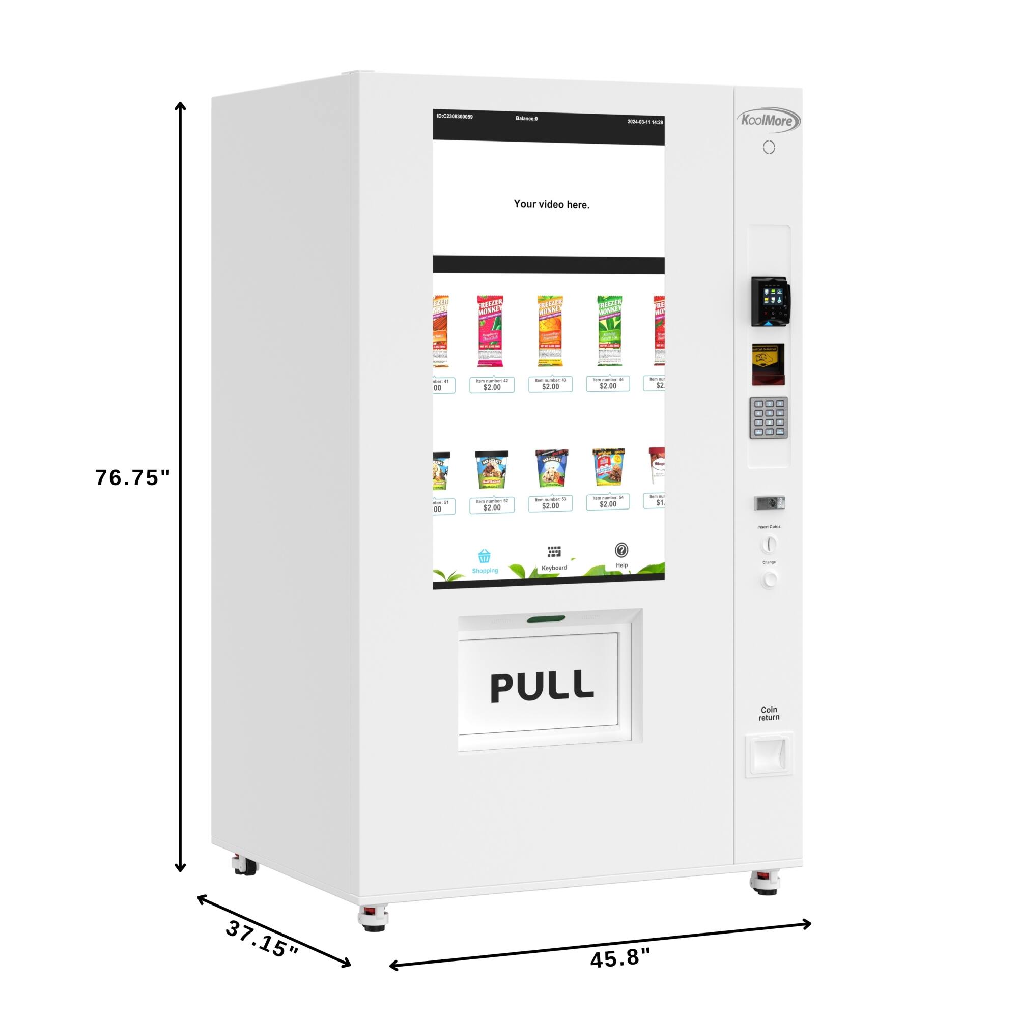 - KoolMore
- Your video here.
- PRELOIN POLAND PA
- 76.75"
- 37.15"
- 45.8"
- PULL
- Coin return
- 37.15"
- 45.8"