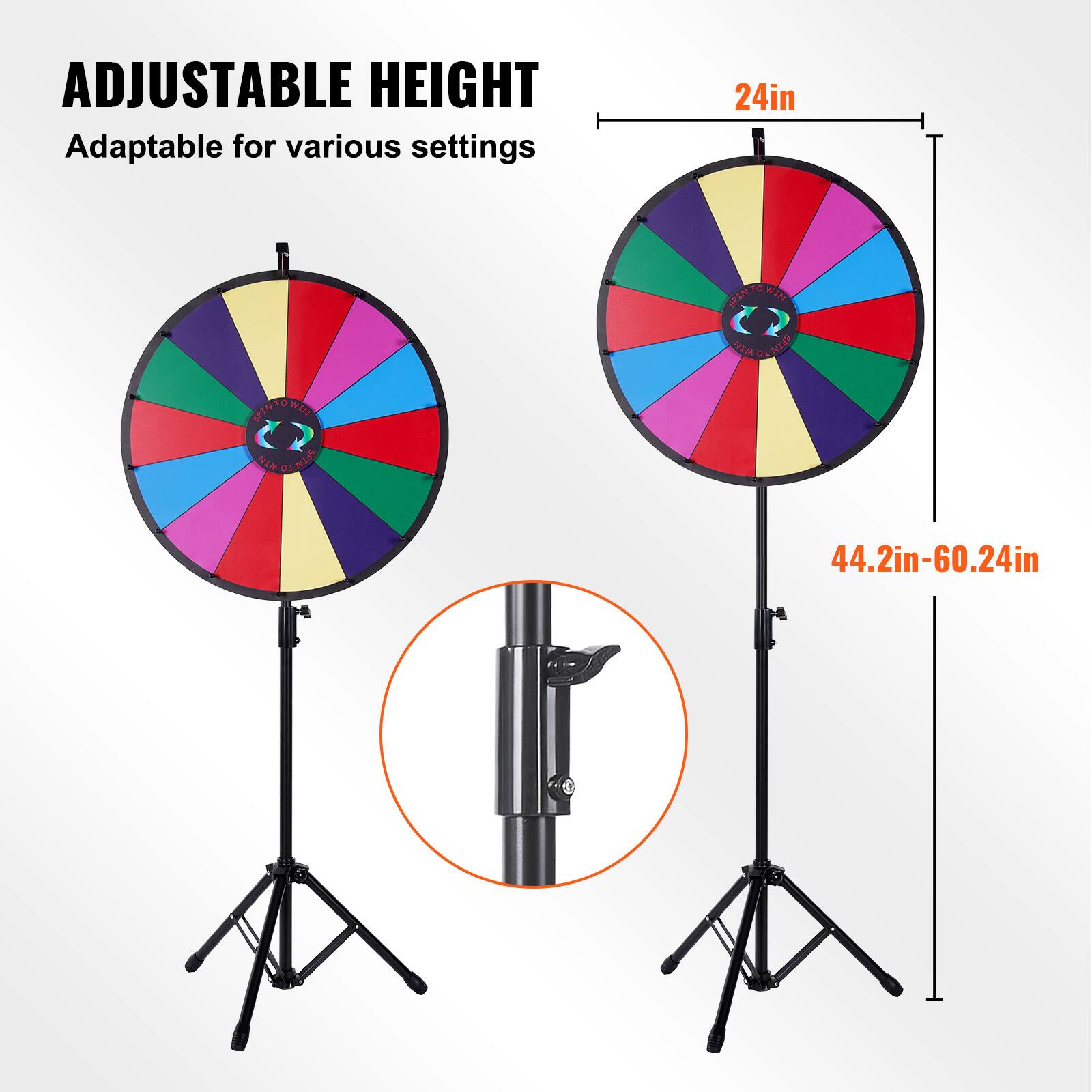 ADJUSTABLE HEIGHT  
Adaptable for various settings  

24in  
44.2in-60.24in