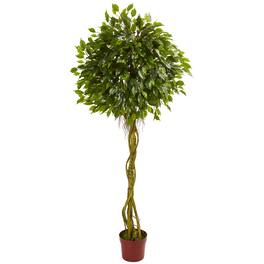 BreeBe - 6' Ficus Tree Topiary UV Resistant (Indoor/Outdoor) - Green