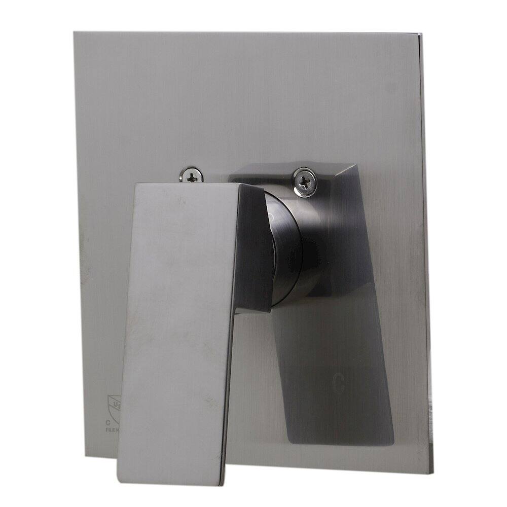 Angle. Alfi - Brushed Nickel Shower Valve Mixer With Square Lever Handle - Silver.