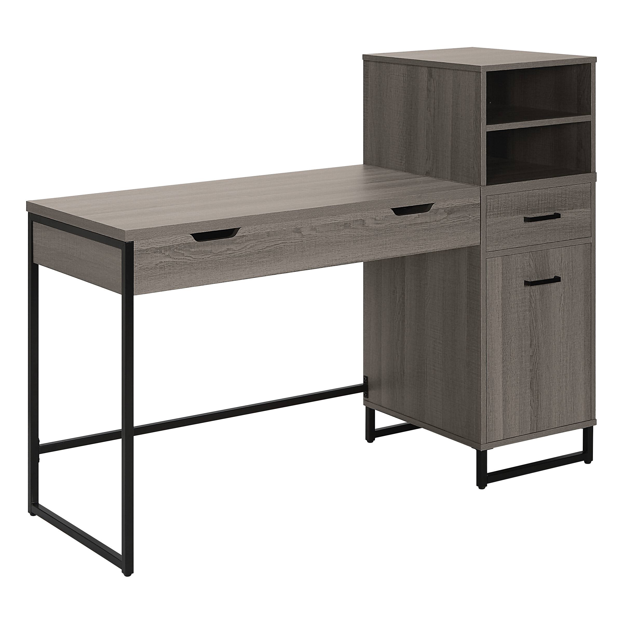 Angle. OSP Home Furnishings - Hagney Lane 54" Wide Sit-To-Stand Desk - Farm Oak.