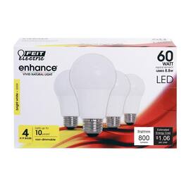 FEIT ELECTRIC - Enhance A19 E26 (Medium) LED Bulb Bright White 60 Watt Equivalence 4 pk