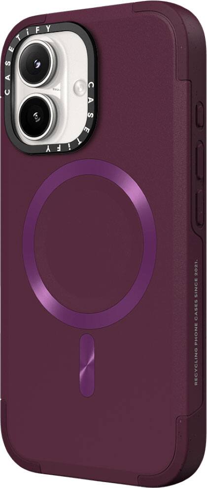 The image features a purple case for a cell phone, which is designed to protect the device. The case is made of a hard plastic material and has a circular design. The case is also described as being made of rubber, which provides additional protection for the phone. The case is designed to be sturdy and durable, ensuring the safety of the phone inside.