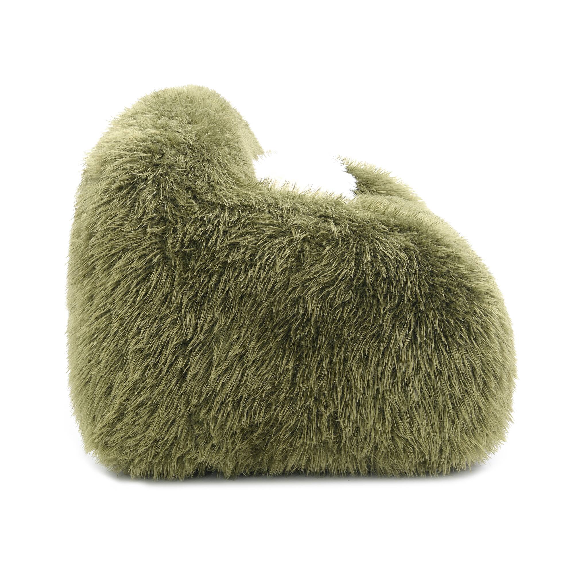 Alt View 1. Vaczon - Faux Fur Loveseat Sofa Cozy Shaggy Plush Chair for Home Apartment or Lounge Area with Accent Pillows - Olive Green.