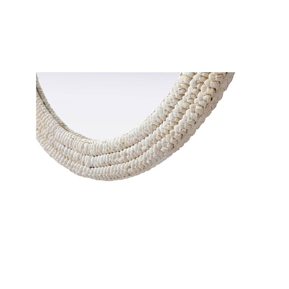 Left. Elegant Decor - Round Cornhusk Mirror 36x36 in Linen White - Linen White.
