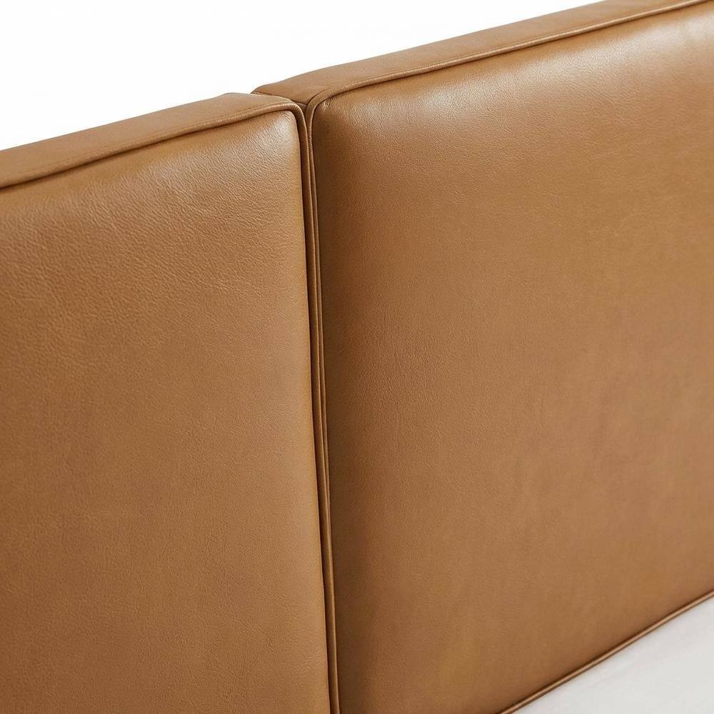 Back. FurniFact - Vegan Leather King Headboard with Padded Upholstery and Durable Frame - Beige.