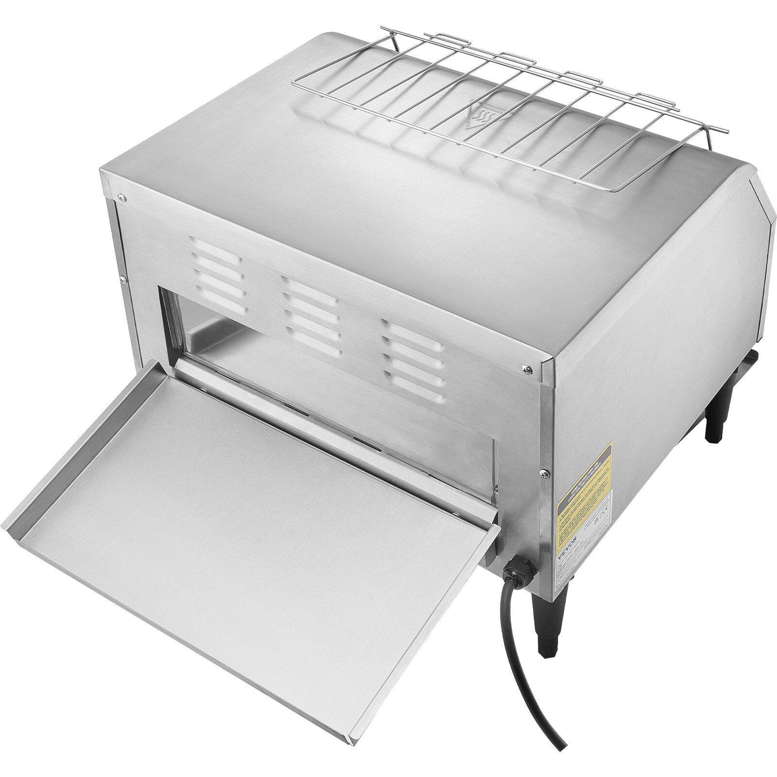 Back. Mirfee - High-Capacity Commercial Toaster, 450 Slices/Hour, Stainless Steel for Cafes. - Silver.