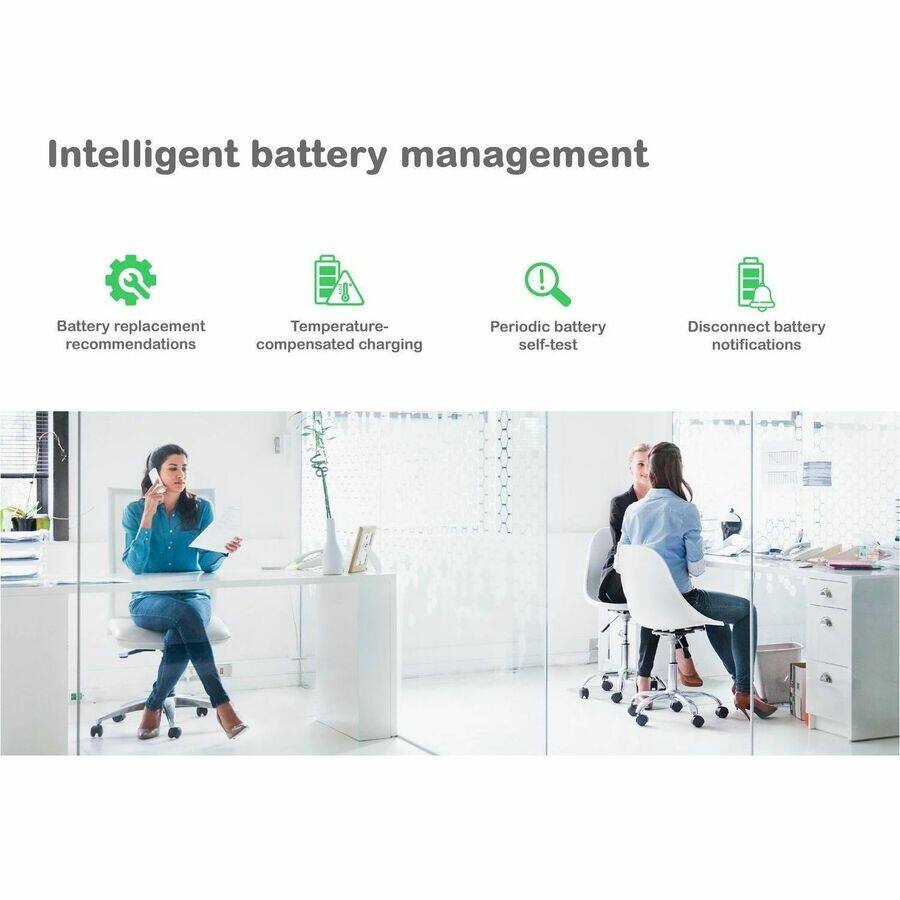 Intelligent battery management

- Battery replacement recommendations
- Temperature-compensated charging
- Periodic battery self-test
- Disconnect battery notifications