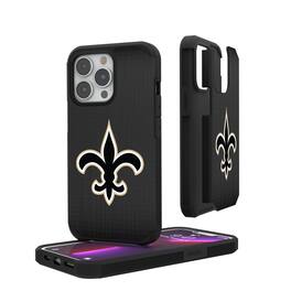 Keyscaper - NFL - New Orleans Saints Linen Logo iPhone Rugged Case - 15 - Black