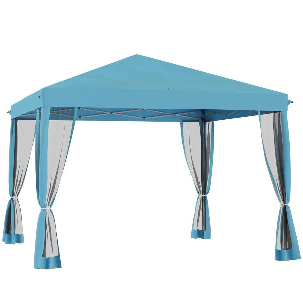Front. Spaco - Spaco 10'x10' Pop Up Canopy Tent with Netting,Gazebo,Screen House,Carry Bag - Light Blue.