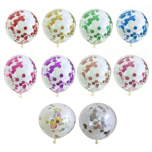 Front. DORLUKFU - Multicolor Confetti Balloons,50 Pcs 12 Inch Clear Balloons with Multicolor Confetti Inside,for Graduation Wedding - Multicolor Confetti.
