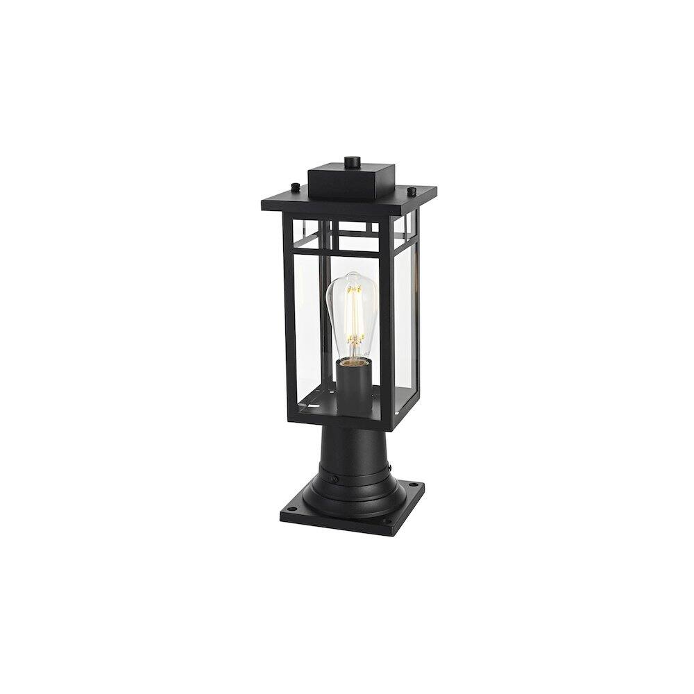 Angle. Elegant Lighting - Mercer 7 inch Outdoor Pendant in Black - Black.