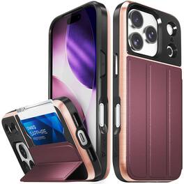 Vena - vCommute For Apple iPhone 17 Pro Case Wallet, Leather Stand Card Holder Military Grade Drop Protection - Red