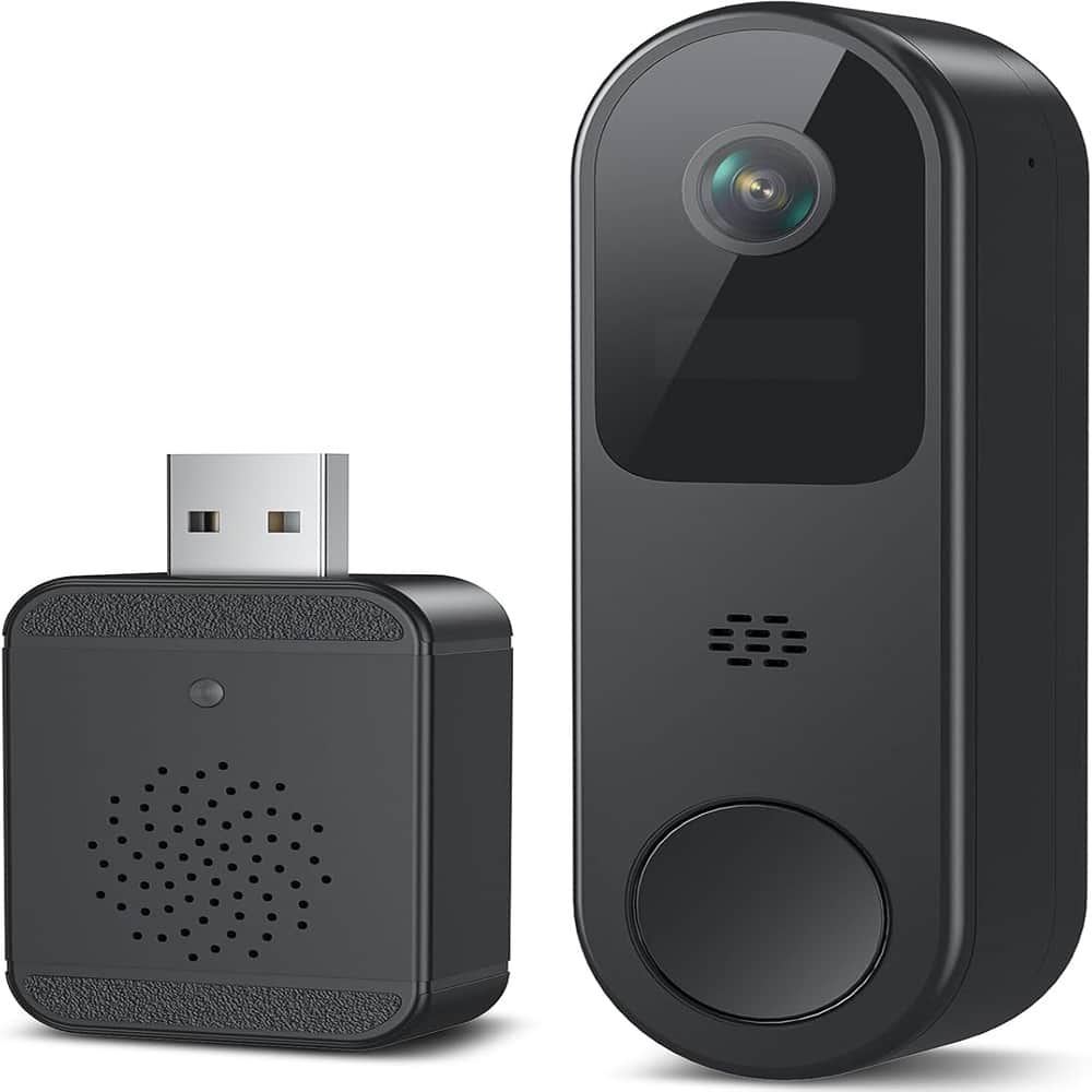 Schertz - Wireless 2K HD Doorbell Camera with Ring Chime, Two-Way Talk Smart Video - Black