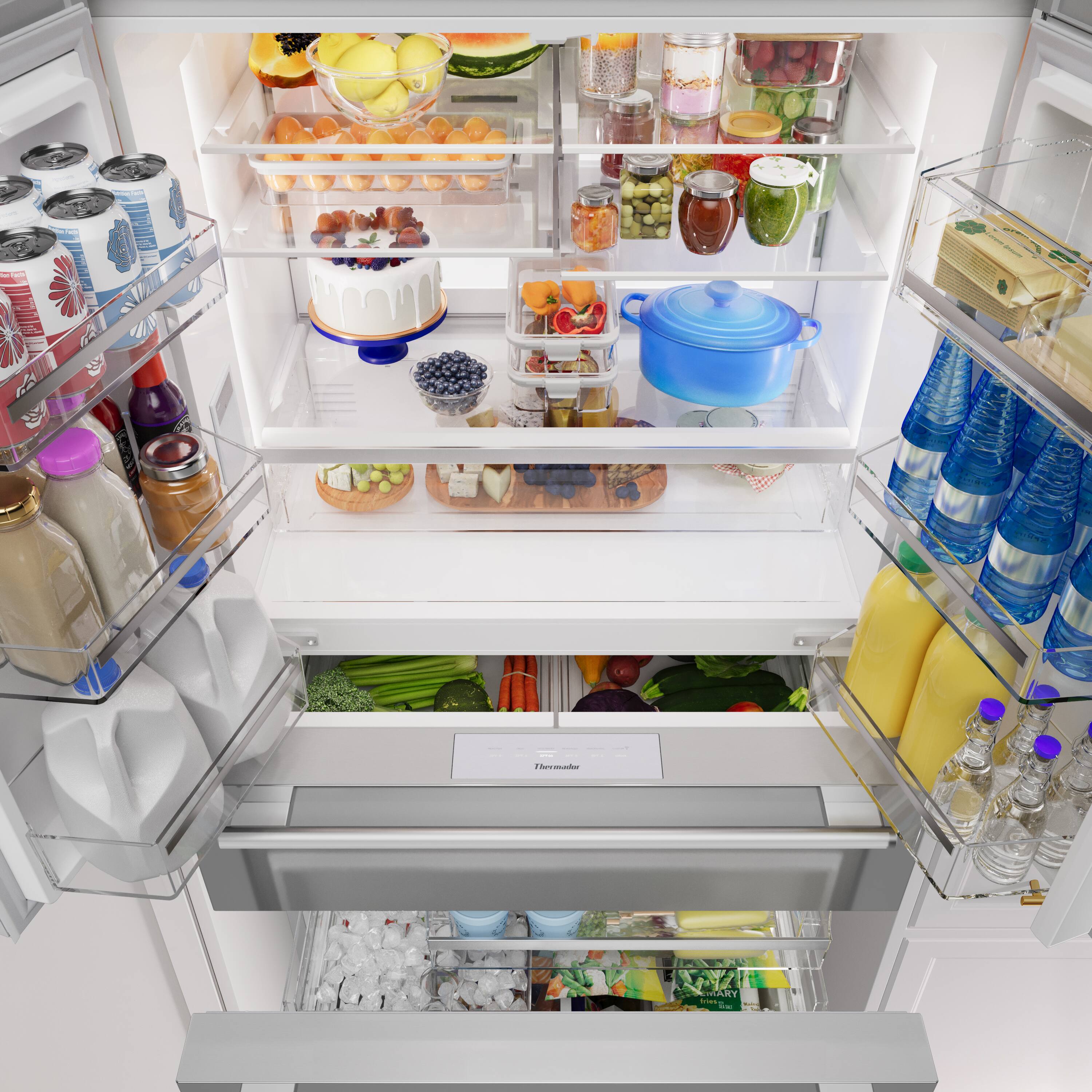 Alt View 5. Thermador - Freedom Collection 20.4 Cu. Ft. 4-Door Bottom Freezer French Door Smart Refrigerator with Masterpiece Handles - Stainless Steel.