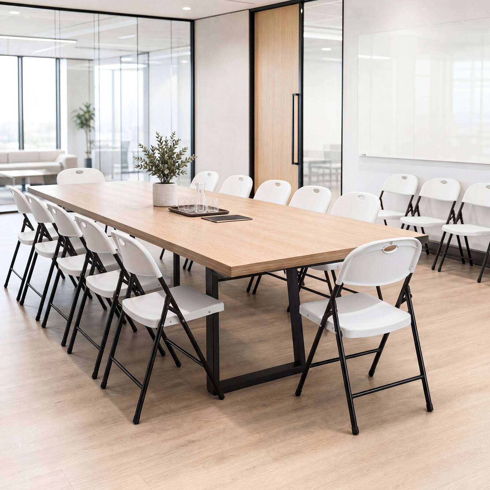 Alt View 7. Costway - Costway Foldable Plastic Chairs Set of 12 with Curved PP Seat Ergonomic Backrest Metal Legs - White.