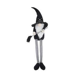 Boyel Living - Handcrafted Halloween Gnome with Broomstick Decor for Indoor Holiday Display - Black,White