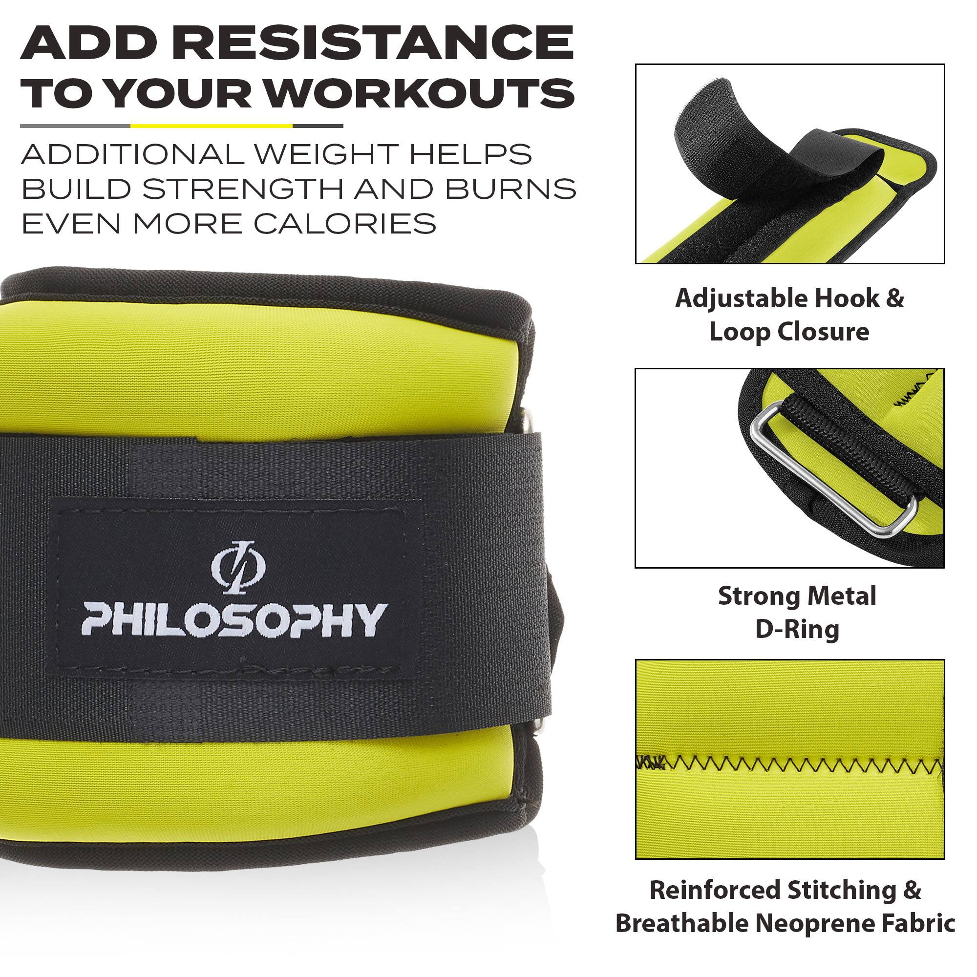 ADD RESISTANCE TO YOUR WORKOUTS  
ADDITIONAL WEIGHT HELPS BUILD STRENGTH AND BURNS EVEN MORE CALORIES  

Adjustable Hook & Loop Closure  
Strong Metal D-Ring  
Reinforced Stitching & Breathable Neoprene Fabric