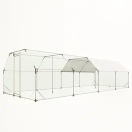 Mondawe - 10 ft x 26 ft Galvanized Large Metal Walk in Chicken Coop Run Hutch Hen House