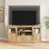 Front. Acekool - Retro TV Stand for 75 Inch TV Media Console with 2 Glass Cabinets & Open Shelves, Oak - Oak.