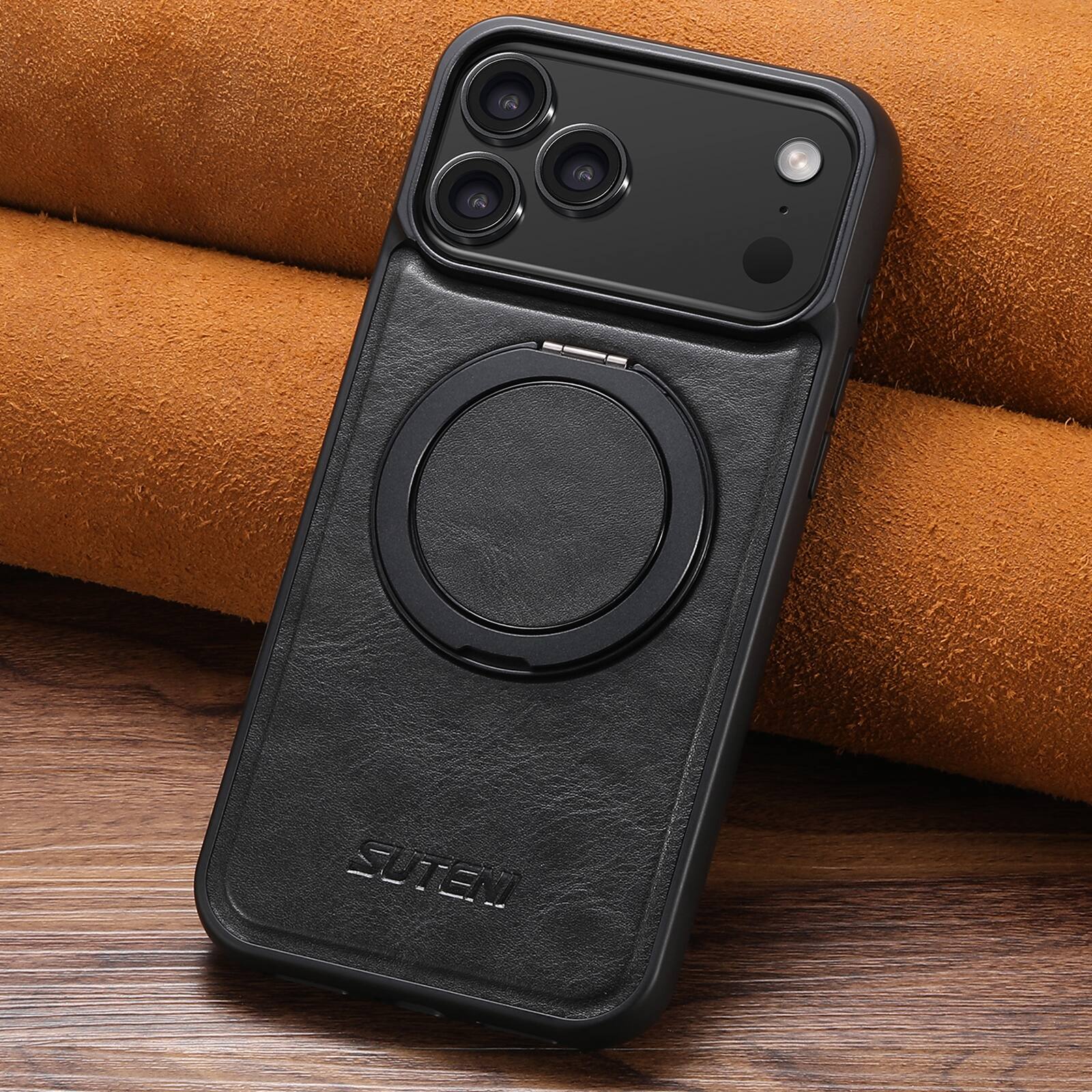 Alt View 1. Dteck - Strong Magnetic Case for iPhone 17 Pro Max, Compatible with MagSafe, Shockproof Rotation Ring Stand Cover - Black.