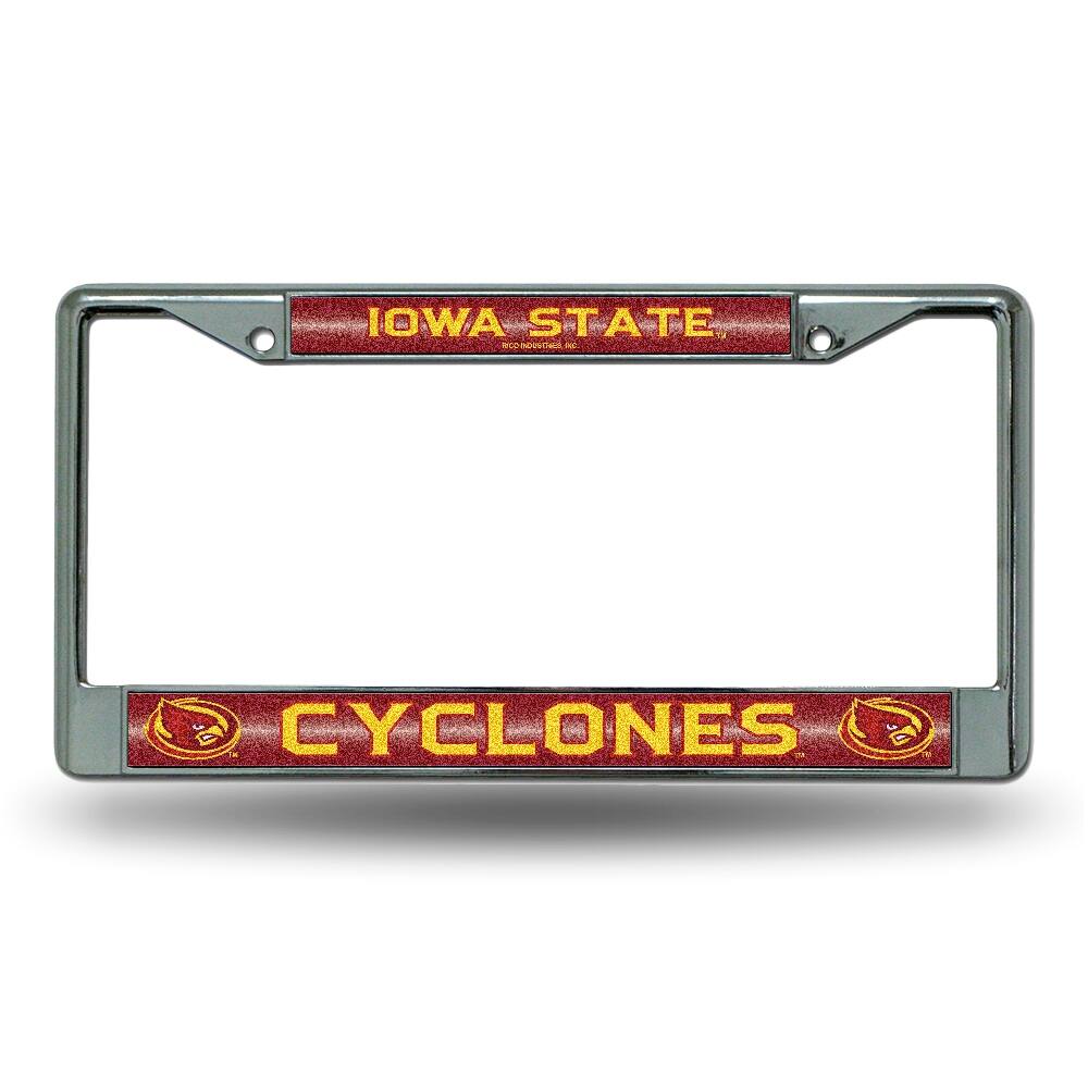 Iowa State Cyclones Sparkly Glitter Bling Look Chrome License Plate Frame