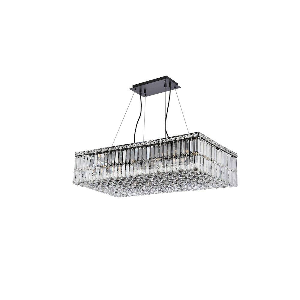 Angle. Elegant Lighting - Maxime 32 Inch Black Chandelier - Black And Clear.