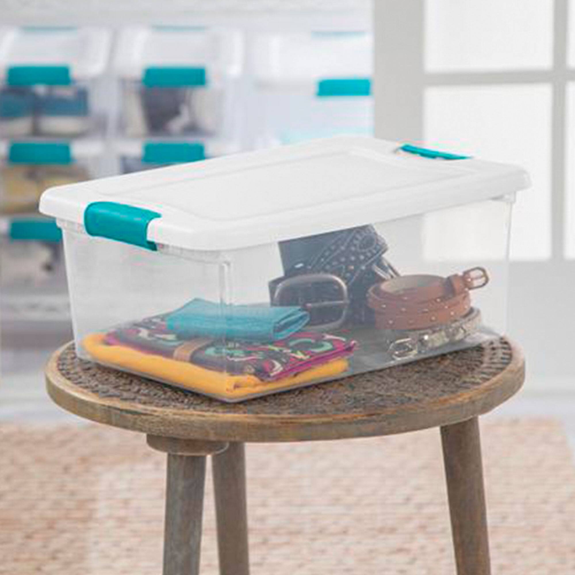 Alt View 1. Sterilite - Sterilite 12 Pack 15-Qt & 6 Pack 25-Qt Stackable Clear Plastic Storage Bin w/Lid - Clear.