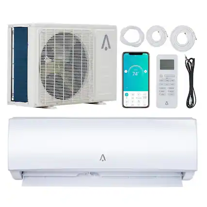 Front. Qeetex - 17 SEER2 23000 BTU Mini Split Air Conditioner Heat Pump with Wifi Control, Heat Cool Up to 1300 Sq.Ft. 230V - White.